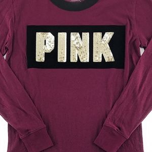 ‼️‼️Victoria Secret PINK Maroon Long Sleeve Shirt